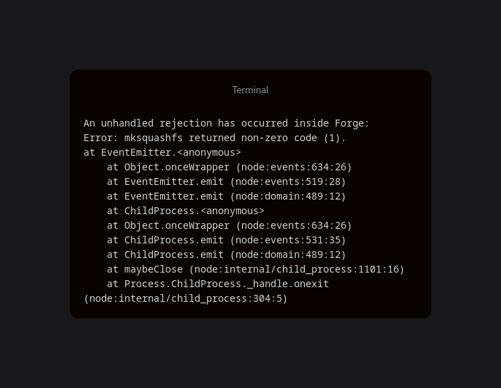 mksquashfs error in terminal
